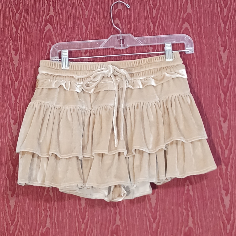 SHUG La La Champagne Ruffled Skirt/Skort Women's S NWT